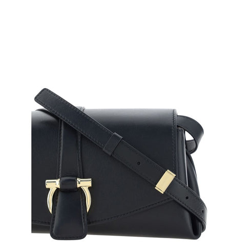 Ferragamo Black Leather Flap Shoulder Bag – Calf Leather – Women